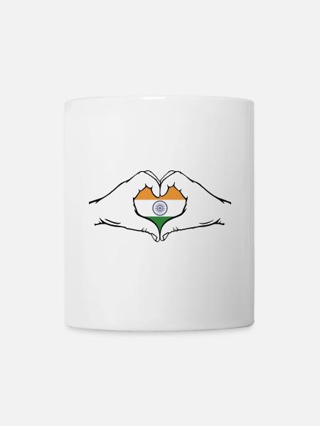 Indien Flagge Herzform - Tasse - Weiß