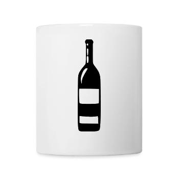 Weinglas, Wein, Weinflasche - Tasse - Weiß - Vorne