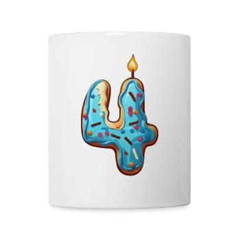 NUMMER 4 KUCHEN SWEET 4. GEBURTSTAG - Tasse - Weiß - Vorne