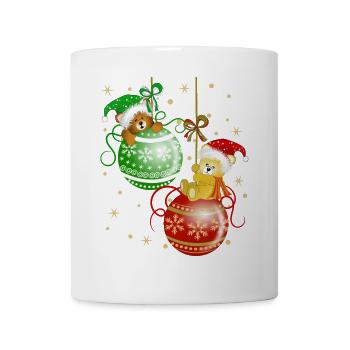Bärchen auf Weihnachtskugeln Bär Weihnachtsdeko - Tasse - Weiß - Vorne