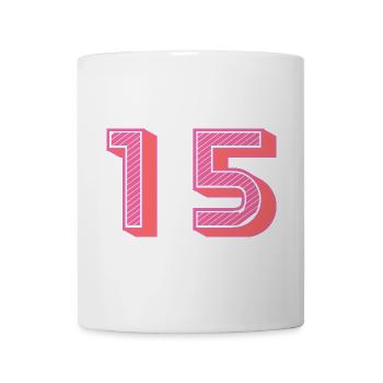 15. 15 ANS. 15e ANNIVERSAIRE. ANNIVERSAIRE 15 ANS. - Mug blanc - blanc - Devant