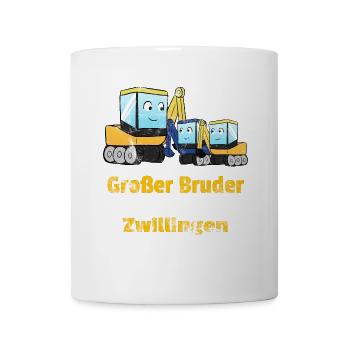 Großer Bruder Zwillinge Bagger - Tasse - Weiß - Vorne