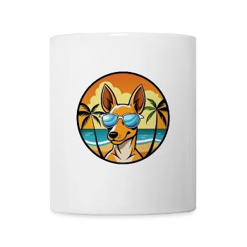 Podenco Ibizenco Hunderasse Cartoon Sonnenbrille Strand - Tasse - Weiß - Vorne