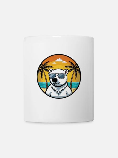 Eisbär Lustige Cartoon Sommer Strand Sonnenbrille - Tasse - Weiß