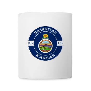 Manhattan Kansas Flagge USA Reise Souvenir Abzeichen - Tasse - Weiß - Vorne