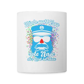 Fastnacht - Fasching - Karneval - Kapitän - Spruch - Tasse - Weiß - Vorne