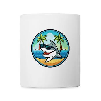 Shark Funny Cartoon Summer Beach Sunglasses Cool - Mug - white - Front