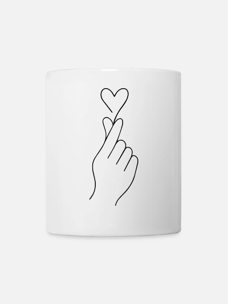 Koreanisches Fingerherz – Minimalistisches Love Sy - Tasse - Weiß