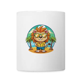 Lunettes de soleil de plage d’été Lion Funny Cartoon - Mug blanc - blanc - Devant