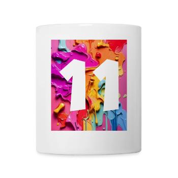 NR. 11 NUMMER 11 BUNT 11. GEBURTSTAG - Tasse - Weiß - Vorne