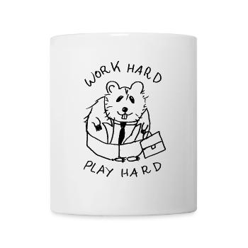 work hard play hard hamster - Tasse - Weiß - Vorne