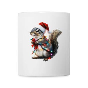 Eichhörnchen mit Lichterkette - Weihnachtspullover - Tasse - Weiß - Vorne