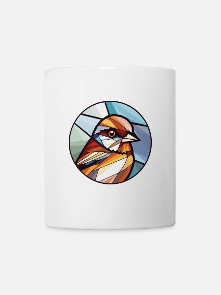 Spatz bunte Aquarell-Tierillustration - Tasse - Weiß