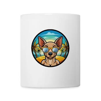 Mexikanische haarlose Hunderasse Cartoon Sonnenbrille Strand - Tasse - Weiß - Vorne