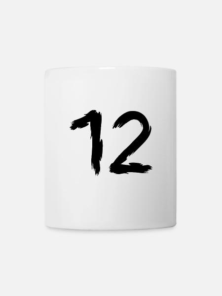 Zahl 12 Lieblingszahl Glückszahl Zwölf - Tasse - Weiß