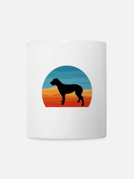 Irish Wolfhound Hund Liebe Silhouette Vintage Sonnenuntergang - Tasse - Weiß