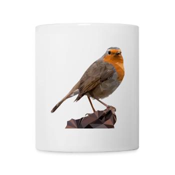 Rotkehlchen Design , Vogel des Jahres 2021 Polygon - Tasse - Weiß - Vorne