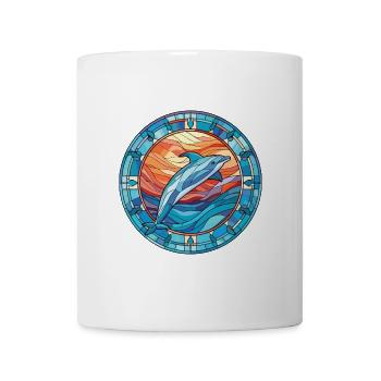 Delfin buntes Aquarell Tier Illustration - Tasse - Weiß - Vorne