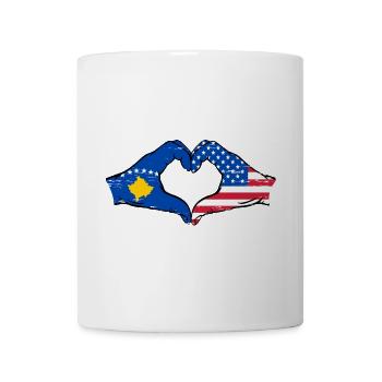 Kosovo USA Flagge Hände Herzform used - Tasse - Weiß - Vorne