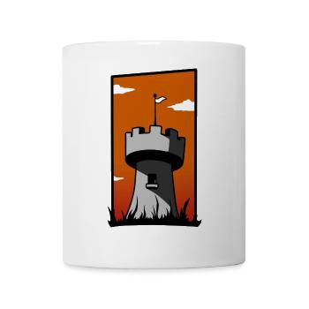 Mittelalterlicher Turm mit Sonnenuntergang - Tasse - Weiß - Vorne