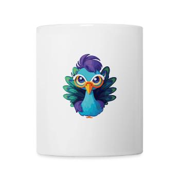 Niedlicher Pfau mit Brille Cartoon Kawaii - Tasse - Weiß - Vorne