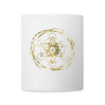 Metatrons Cube Gold heilige Geometrie - Tasse - Weiß - Vorne