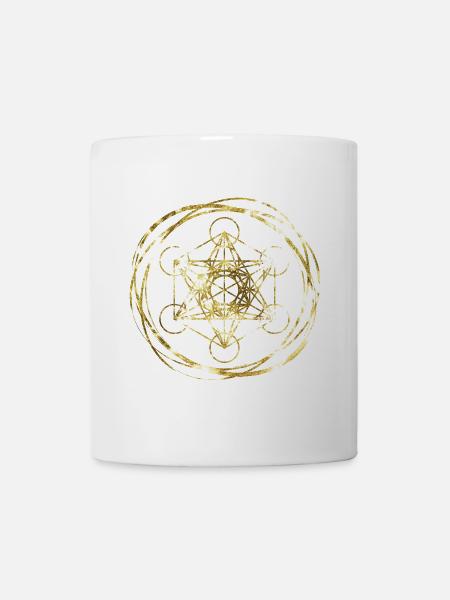 Metatrons Cube Gold heilige Geometrie - Tasse - Weiß