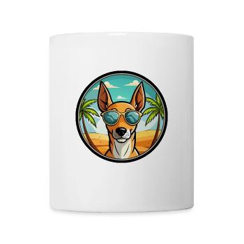 Podenco Ibizenco Hunderasse Cartoon Sonnenbrille Strand - Tasse - Weiß - Vorne