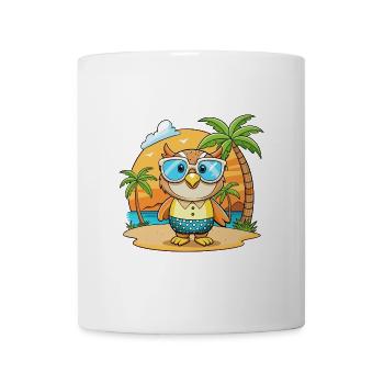 Eule Lustige Cartoon Sommer Strand Sonnenbrille - Tasse - Weiß - Vorne