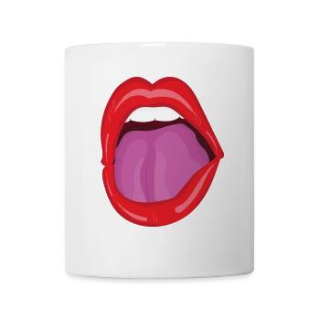 Roter Mund weit offen - Pop Art Lippen - Tasse - Weiß - Vorne