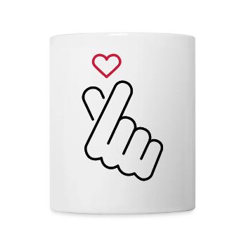 Koreanisches Handzeichen Herz - Liebe - Tasse - Weiß - Vorne