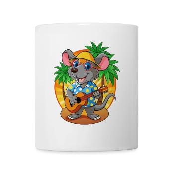 Lustige Ratte Cartoon Sommer Strand Sonnenbrille Gitarre - Tasse - Weiß - Vorne