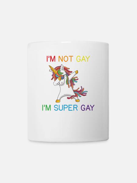 Pride Einhorn Regenbogen LGBTQ Super Gay Shirt - Tasse - Weiß