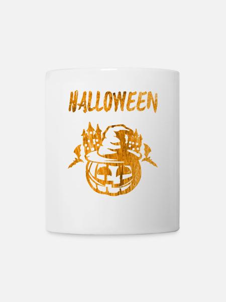 Halloween Kürbis Handabdruck - Tasse - Weiß