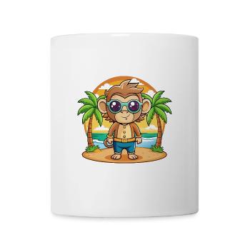 Lunettes de soleil de plage d’été de dessin animé drôle de singe - Mug blanc - blanc - Devant