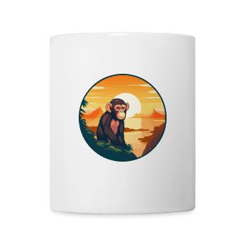 Affe buntes Aquarell Cartoon Kawaii Tier - Tasse - Weiß - Vorne