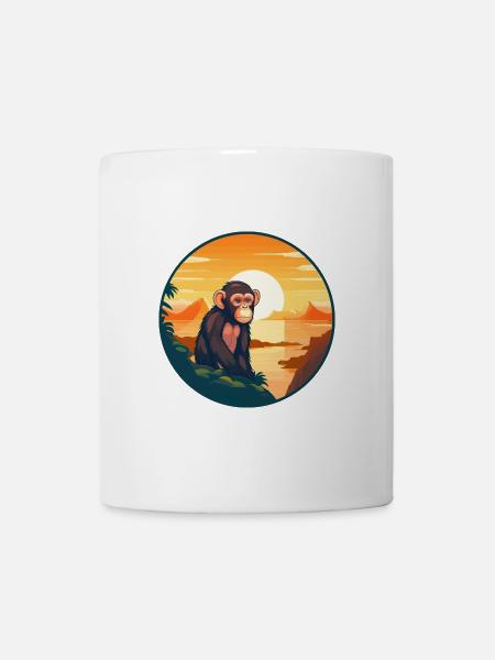 Affe buntes Aquarell Cartoon Kawaii Tier - Tasse - Weiß