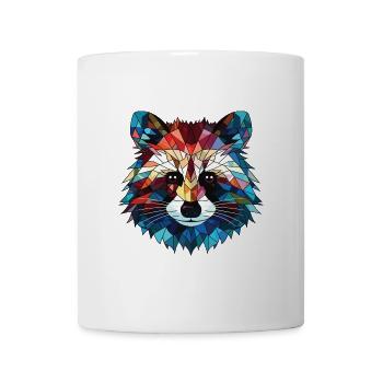 Waschbär bunte Aquarell Tier Illustration - Tasse - Weiß - Vorne