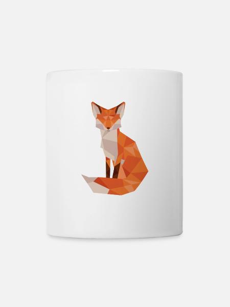 Low-Poly Fuchs Illustration Orange - Tasse - Weiß