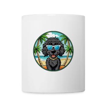 Schwarze russische Terrier Hunderasse Cartoon Sonnenbrille - Tasse - Weiß - Vorne