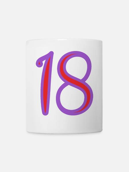 18. 18 ANS. 18e ANNIVERSAIRE. ANNIVERSAIRE 18 ANS. - Mug blanc - blanc