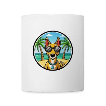 Russischer Harlekin Hund Rasse Cartoon Strand - Tasse - Weiß - Vorne