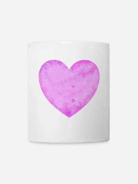 rosa Herz - Tasse - Weiß
