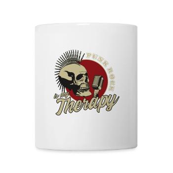 Punk Rock Is My Therapy Punkrock Punk Totenkopf - Tasse - Weiß - Vorne