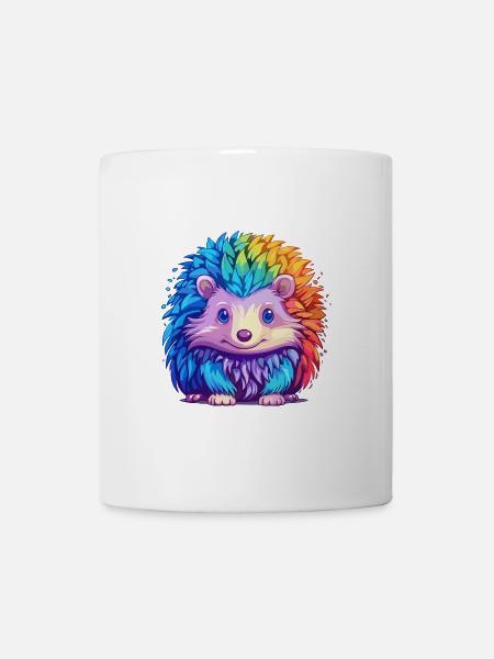 Igel Buntes Aquarell Cartoon Kawaii Tier - Tasse - Weiß