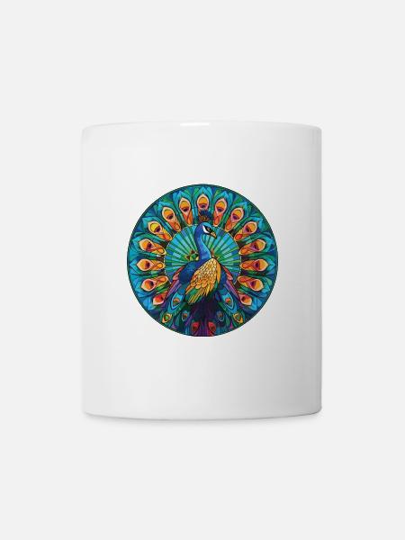 Pfauenbunte Aquarell-Tierillustration - Tasse - Weiß