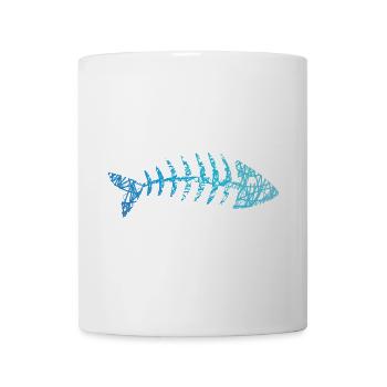 Fisch Gräten Fischskelett Fischgräten Kritzelei - Tasse - Weiß - Vorne