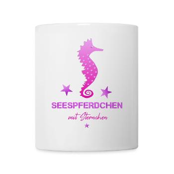 rosa seepferdchen mit sternchen Schwimmabzeichen - Tasse - Weiß - Vorne