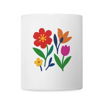 Pop Flowers – bunt & stilisiert - Tasse - Weiß - Vorne