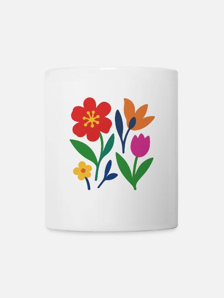Pop Flowers – bunt & stilisiert - Tasse - Weiß
